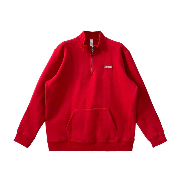 Chrome Hearts Red Hollywood Cross Logo Half Zip Sweatshirt - SHENGLI ROAD MARKET
