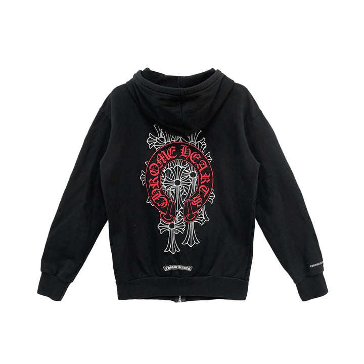 Chrome Hearts Red Horseshoe Logo Zip Up Hoodie - SHENGLI ROAD MARKET