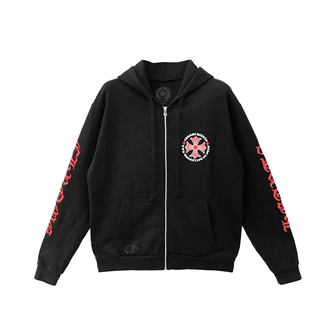 Chrome Hearts Red Plus Cross Zip Up Hoodie - SHENGLI ROAD MARKET