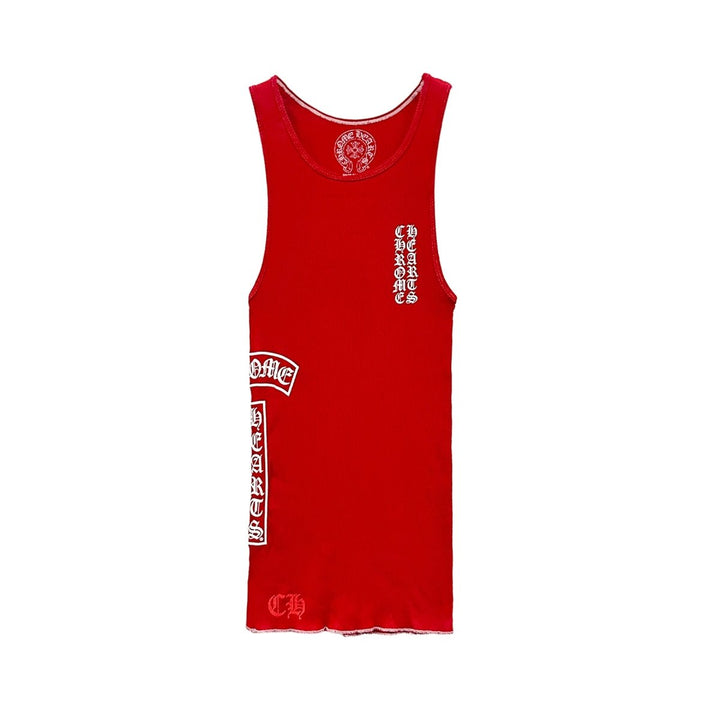 Chrome Hearts Red T-Bar Script Logo Tank Top - SHENGLI ROAD MARKET