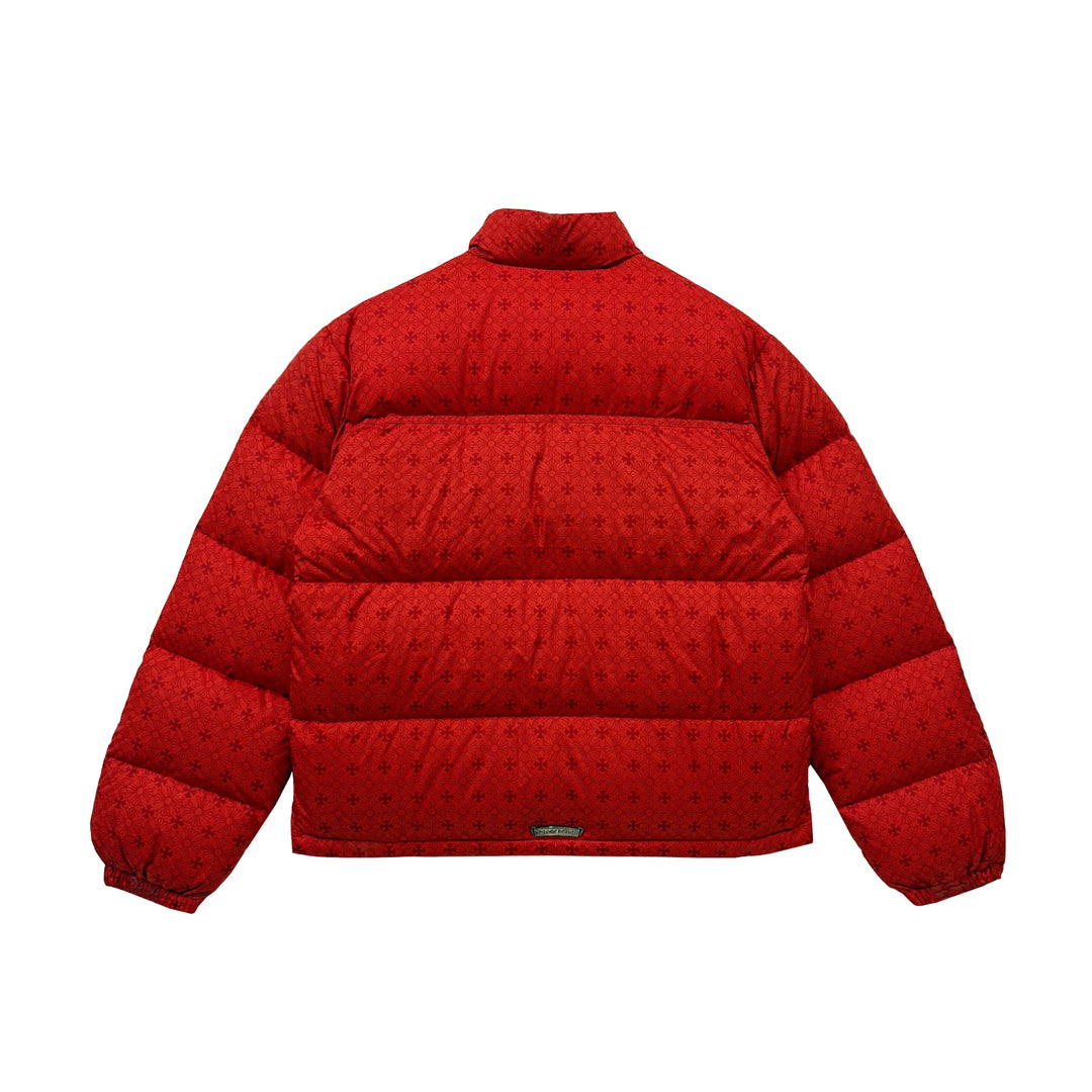 Chrome Hearts Red Tonal Monogram Cross Pattern Puffer Down Jacket - SHENGLI ROAD MARKET