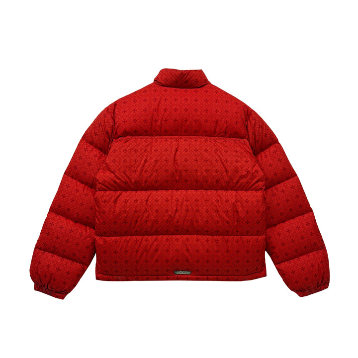 Chrome Hearts Red Tonal Monogram Cross Pattern Puffer Down Jacket - SHENGLI ROAD MARKET