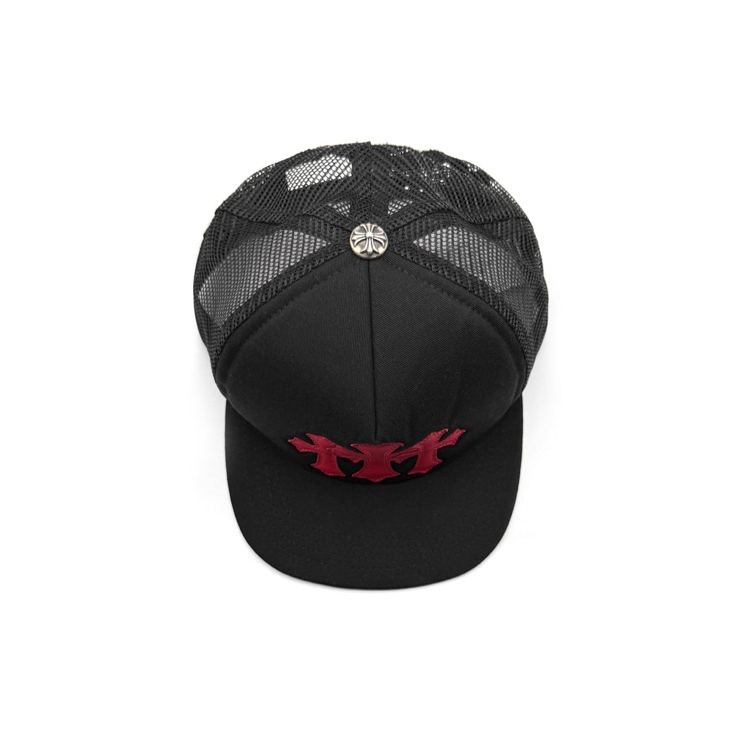 Chrome Hearts Red Triple Cross Patch Trucker Cap - SHENGLI ROAD MARKET