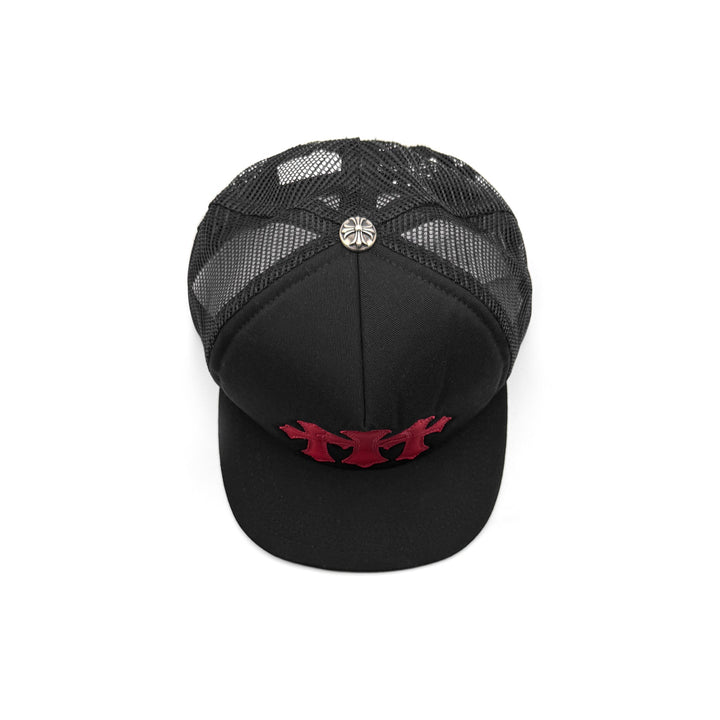 Chrome Hearts Red Triple Cross Patch Trucker Cap - SHENGLI ROAD MARKET