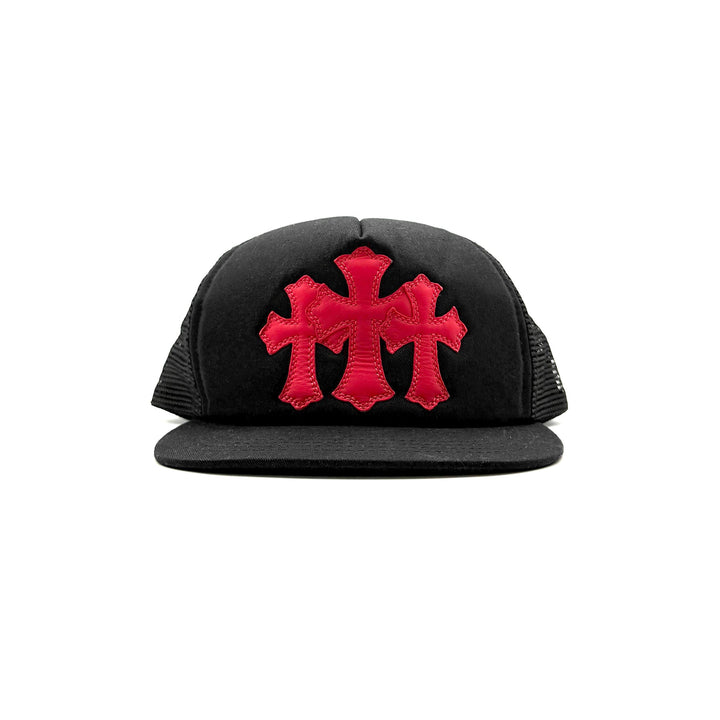 Chrome Hearts Red Triple Cross Patch Trucker Cap - SHENGLI ROAD MARKET