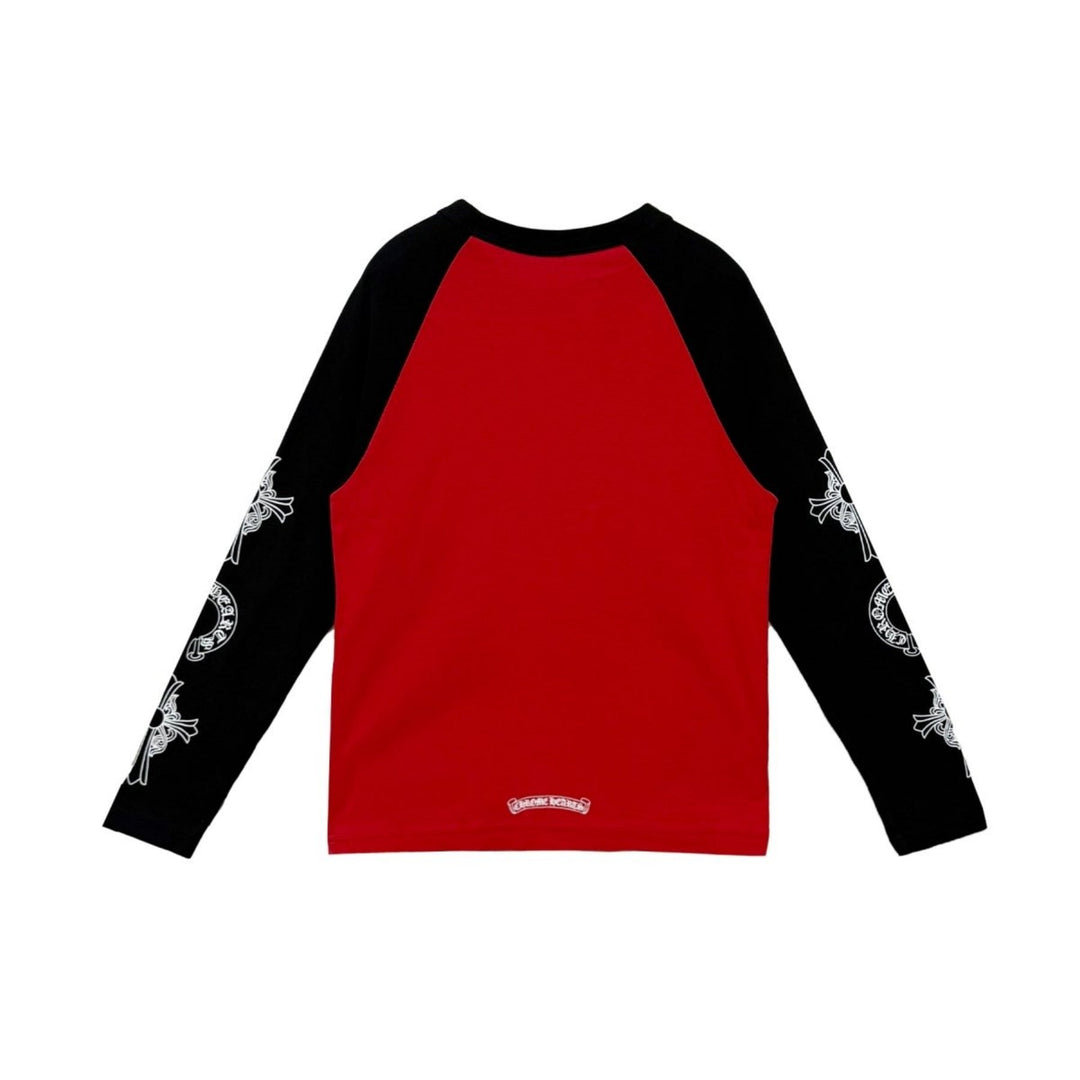 Chrome Hearts Red&Black Neck Logo Long Sleeve T-Shirt Tee - SHENGLI ROAD MARKET