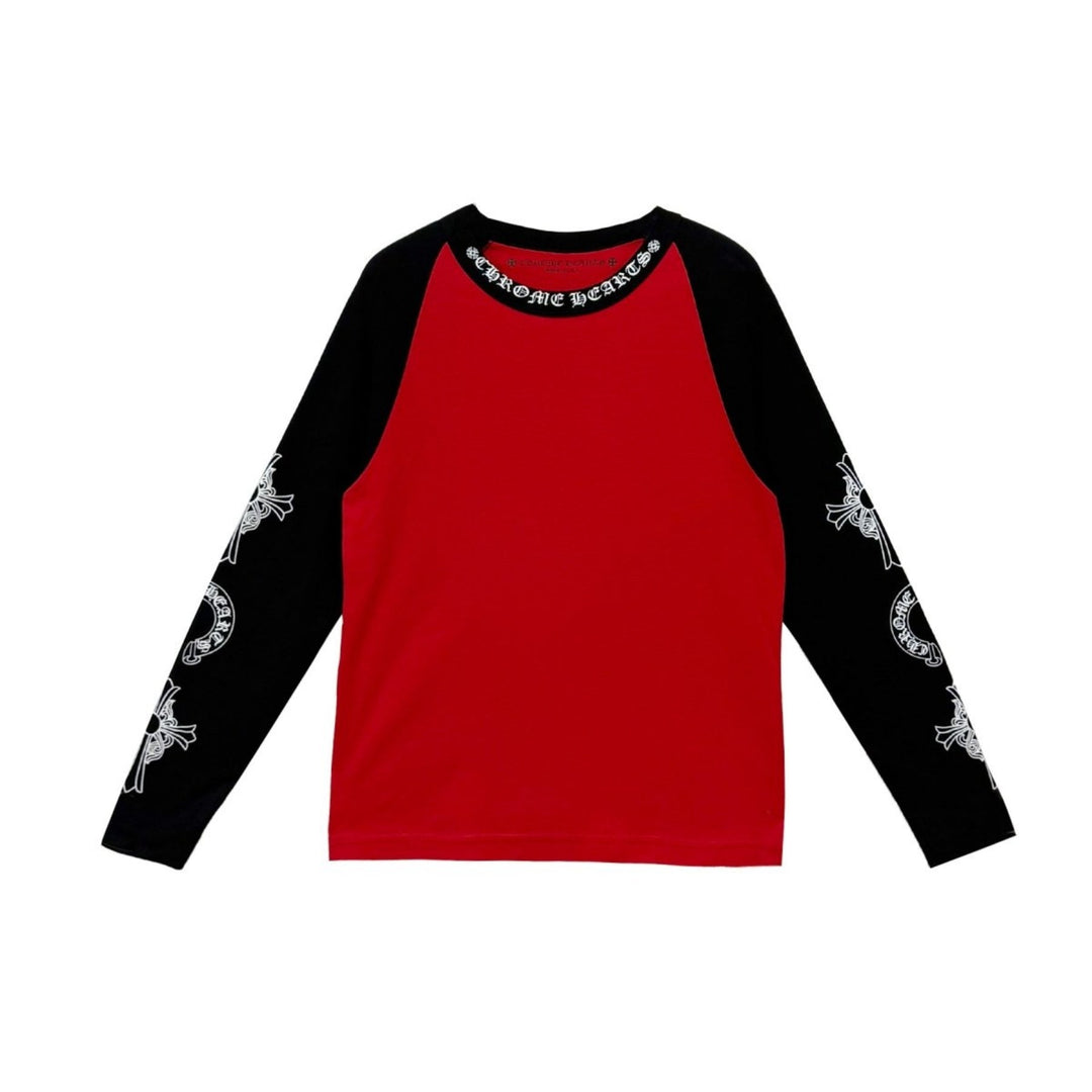 Chrome Hearts Red&Black Neck Logo Long Sleeve T-Shirt Tee - SHENGLI ROAD MARKET
