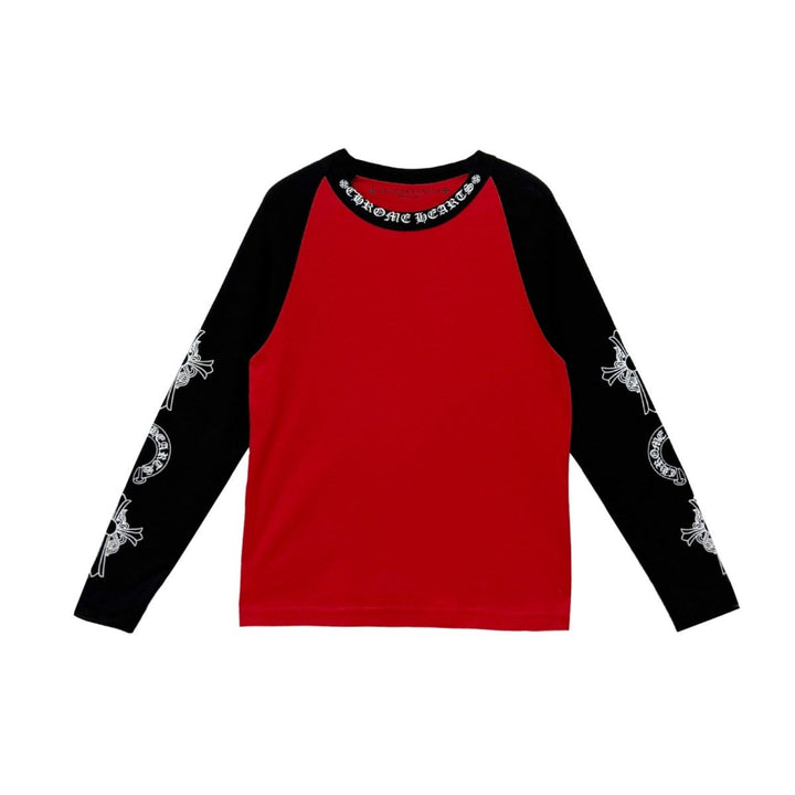 Chrome Hearts Red&Black Neck Logo Long Sleeve T-Shirt Tee - SHENGLI ROAD MARKET