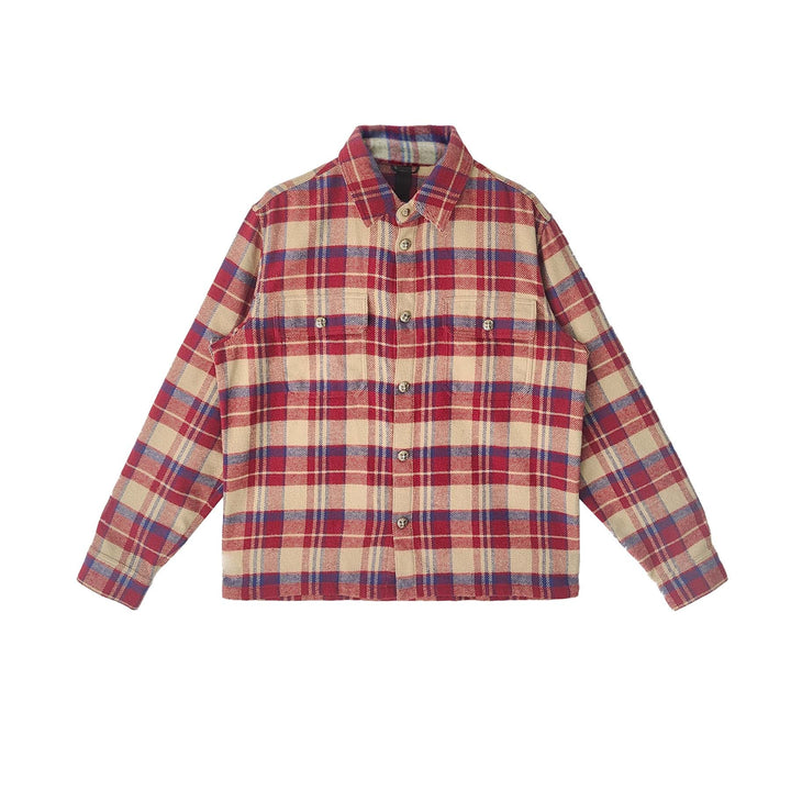Chrome Hearts Red&Blue Plaid Work Dog Flannel Shirt Jacket - SHENGLI ROAD MARKET