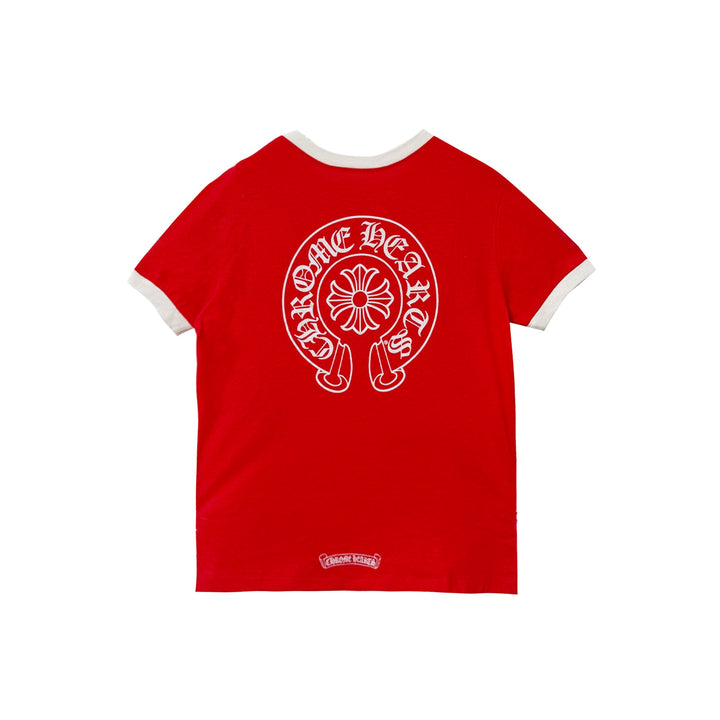 Chrome Hearts Red＆White Horseshoe Logo Short Sleeve Tee - SHENGLI ROAD MARKET