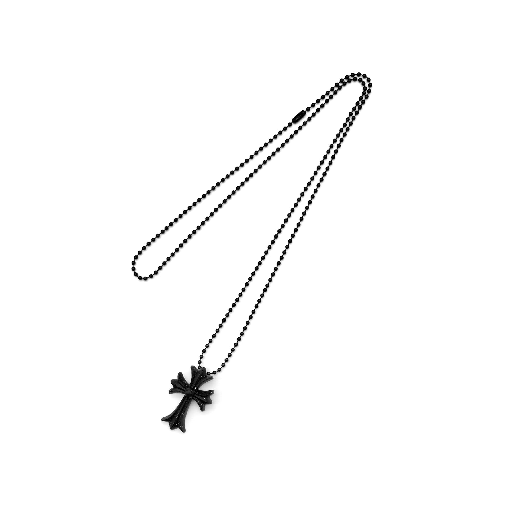 Chrome Hearts Black Glitter Resin Cross Pendant Ball Chain