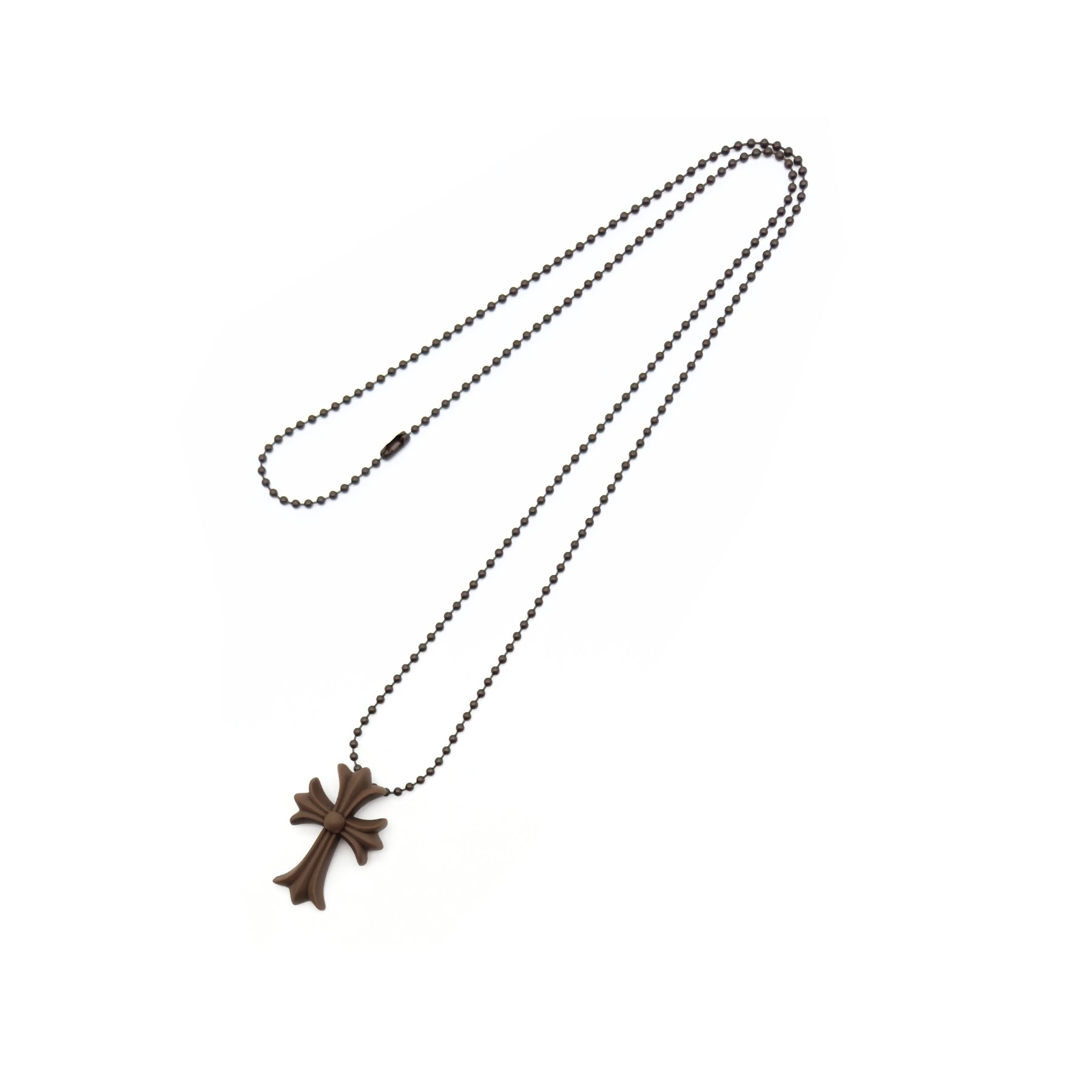 Chrome Hearts Black Glitter Resin Cross Pendant Ball Chain