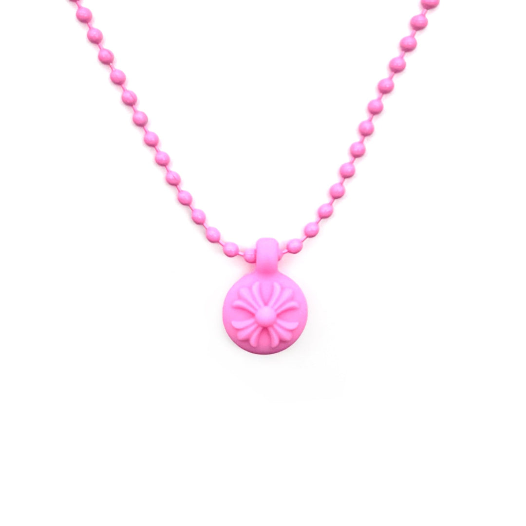 Chrome Hearts Resin Cross Pendant Ball Chain Pink Necklace - SHENGLI ROAD MARKET