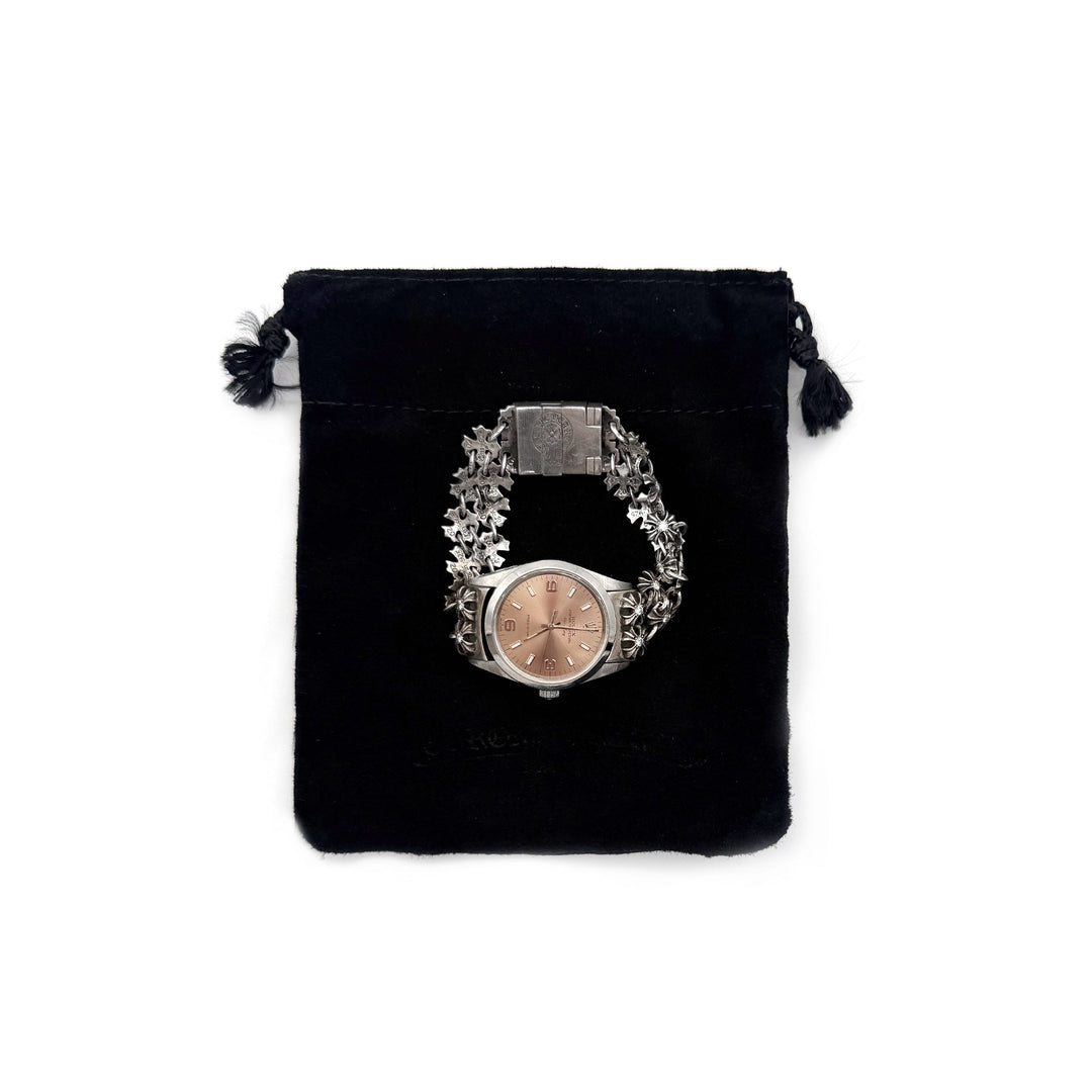 Chrome Hearts Rolex Air King Dial Silver Diamonds Cross Watch Strap - SHENGLI ROAD MARKET