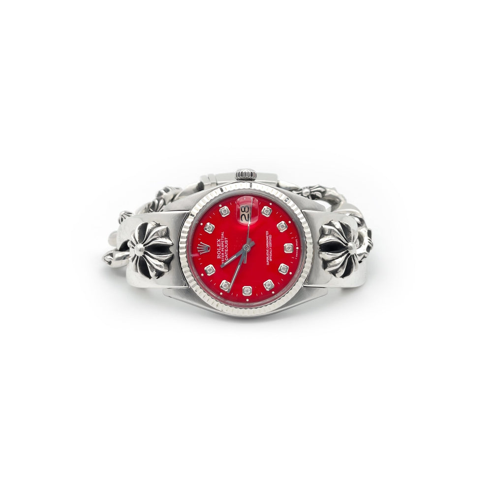 Chrome Hearts Rolex Red Diamonds Dial Cross Box Clasp Watch Strap - SHENGLI ROAD MARKET
