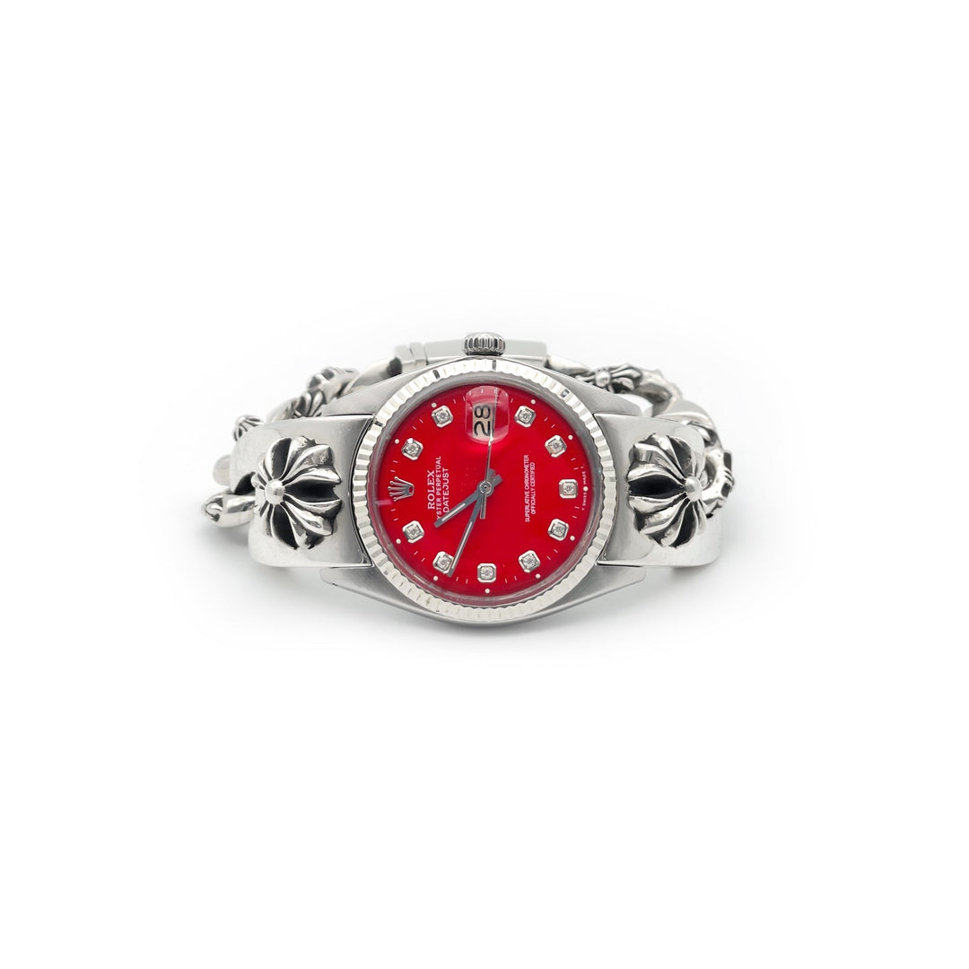 Chrome Hearts Rolex Red Diamonds Dial Cross Box Clasp Watch Strap - SHENGLI ROAD MARKET