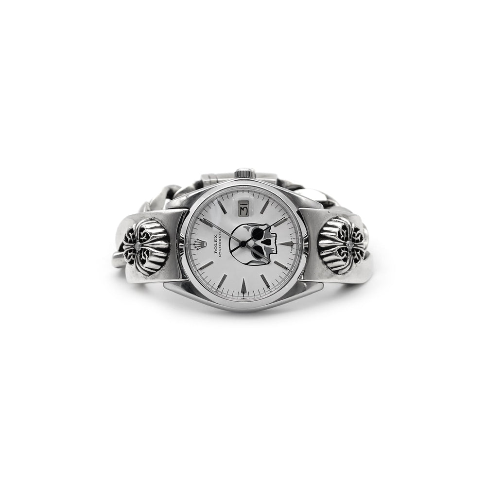 Chrome Hearts Rolex Skull White Dial Floral Cross Diamond Watch Strap - SHENGLI ROAD MARKET