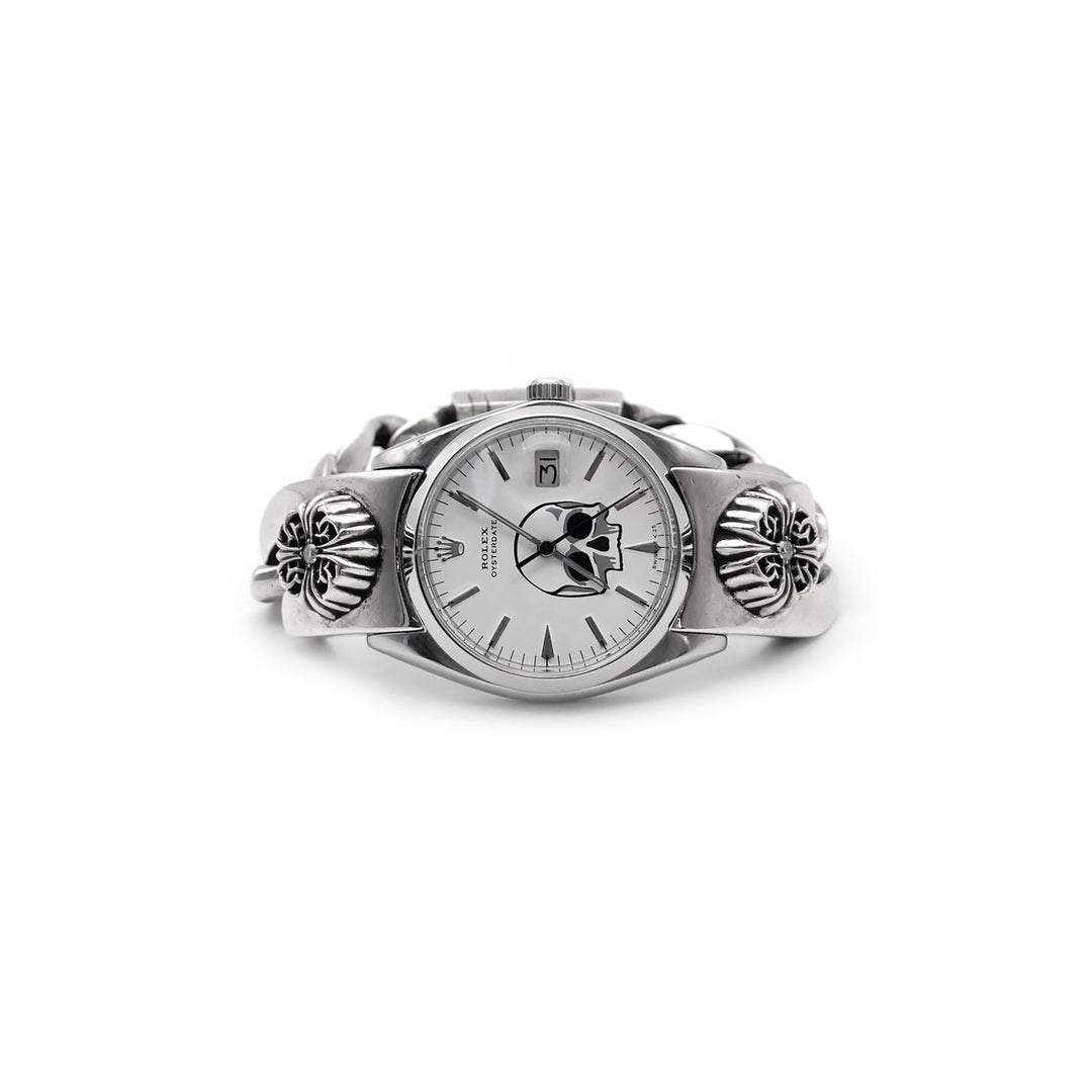 Chrome Hearts Rolex Skull White Dial Floral Cross Diamond Watch Strap - SHENGLI ROAD MARKET