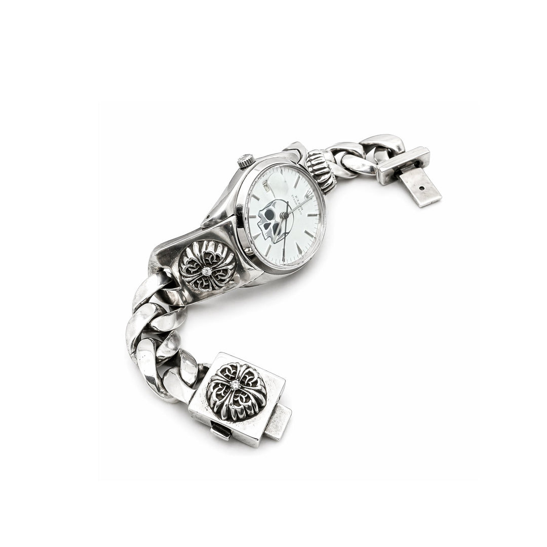 Chrome Hearts Rolex Skull White Dial Floral Cross Diamond Watch Strap - SHENGLI ROAD MARKET