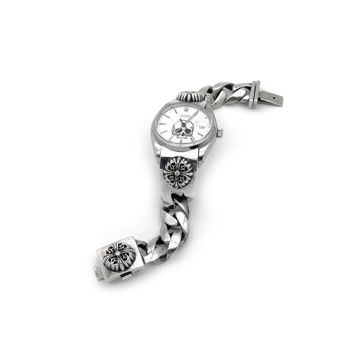 Chrome Hearts Rolex Skull White Dial Floral Cross Diamond Watch Strap - SHENGLI ROAD MARKET