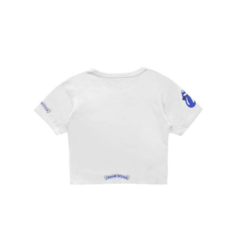 Chrome Hearts Rolling Stones Blue Neck Logo Baby Short Sleeve Tee Shirt - SHENGLI ROAD MARKET