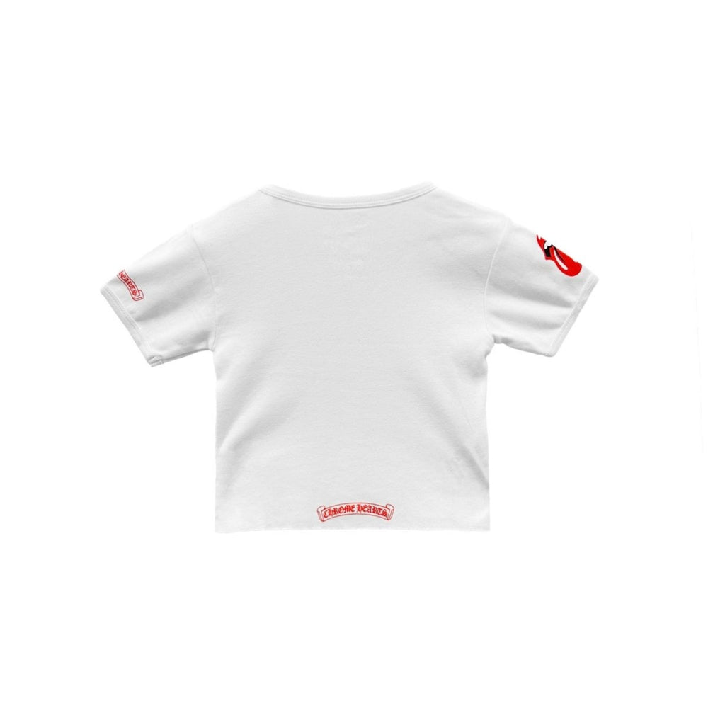 Chrome Hearts Rolling Stones Red Neck Logo Cropped Baby Short Sleeve Tee Shirt - SHENGLI ROAD MARKET