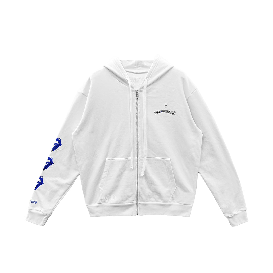 Chrome Hearts Rolling Stones Script Blue Logo Zip Up Hoodie - SHENGLI ROAD MARKET