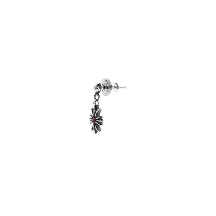 Chrome Hearts Ruby Silver Tiny E Cross Earring Drop - SHENGLI ROAD MARKET