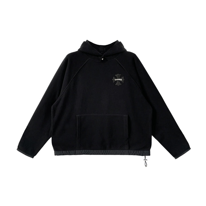 Chrome Hearts Scroll Cross Patch Fleece Pullover Hoodie - SHENGLI ROAD MARKET