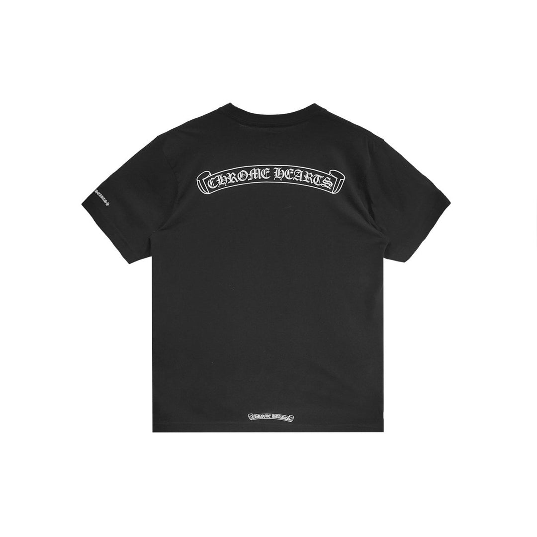 Chrome Hearts Scroll Label Black Short Sleeve T-Shirt Tee - SHENGLI ROAD MARKET