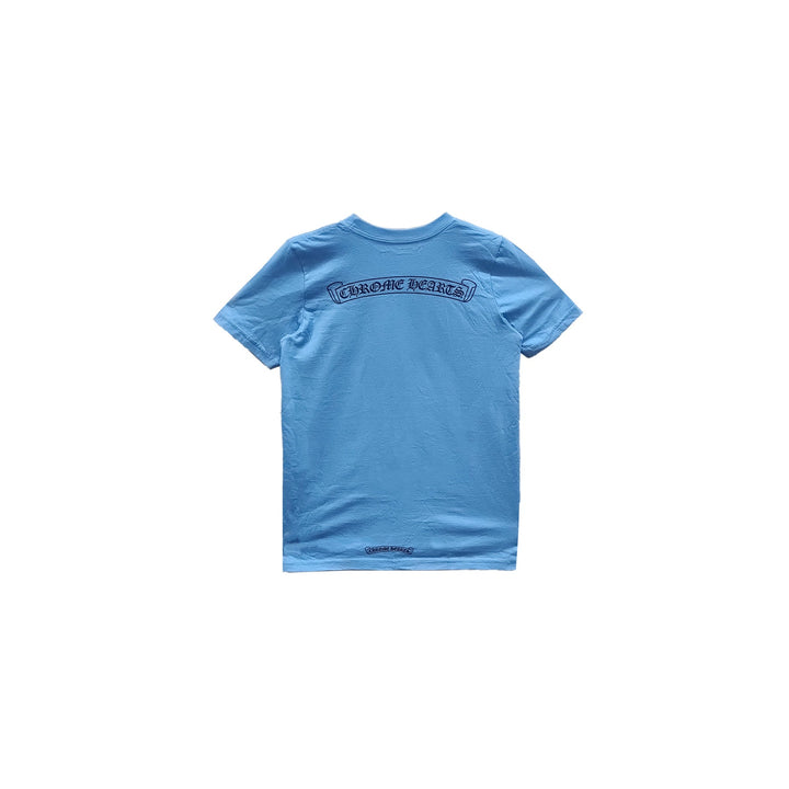 Chrome Hearts Scroll Label Blue T-Shirt Tee For Kids - SHENGLI ROAD MARKET