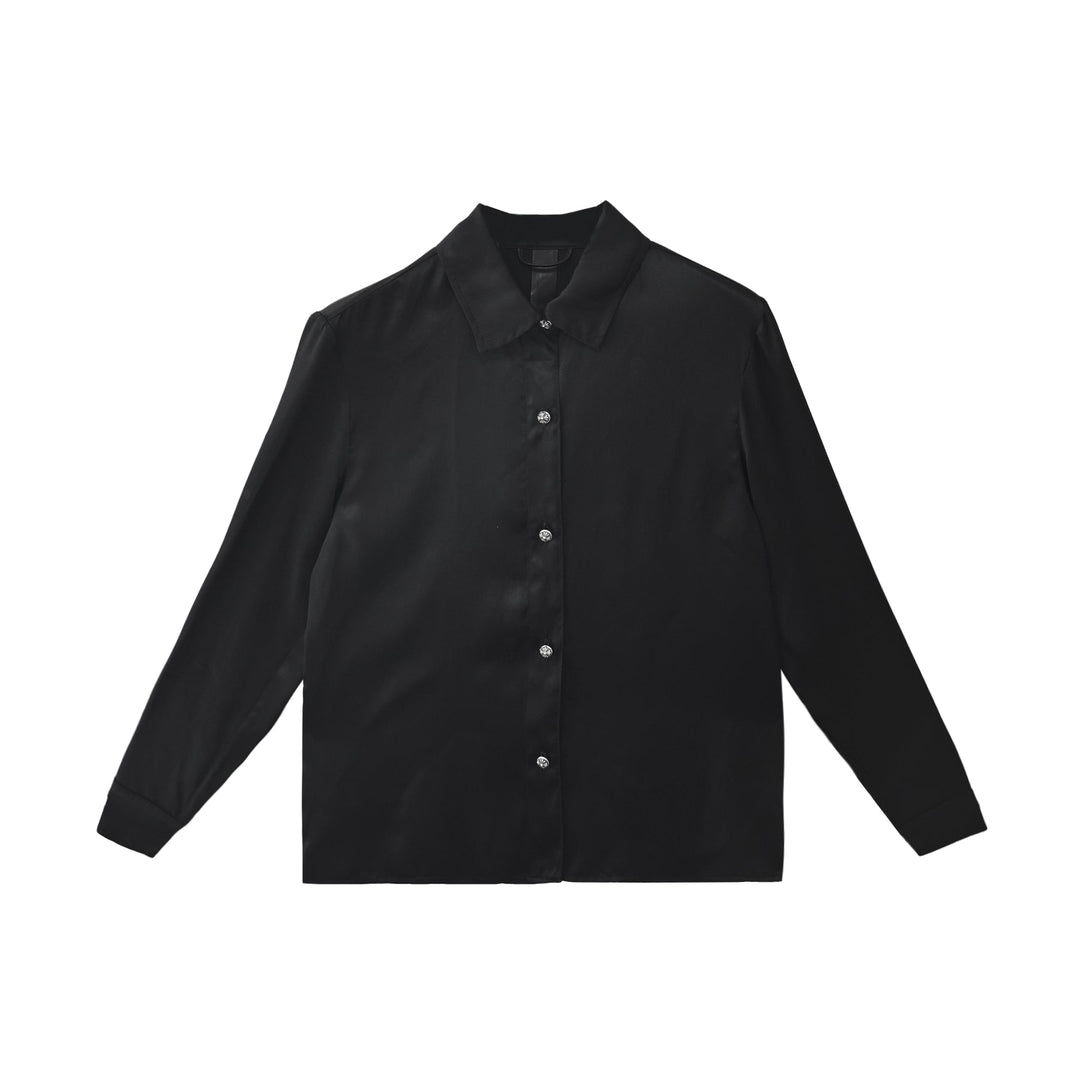 chrome hearts dress shirt Blue Cross Patch Jacquard Button Up Savonches perfect for the fashion Chrome Hearts Blue Shirt Polo