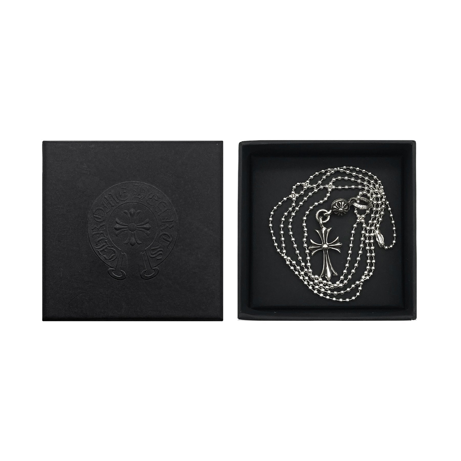 Chrome Hearts 925 Silver Ball Tiny Cross Chain ball Necklace