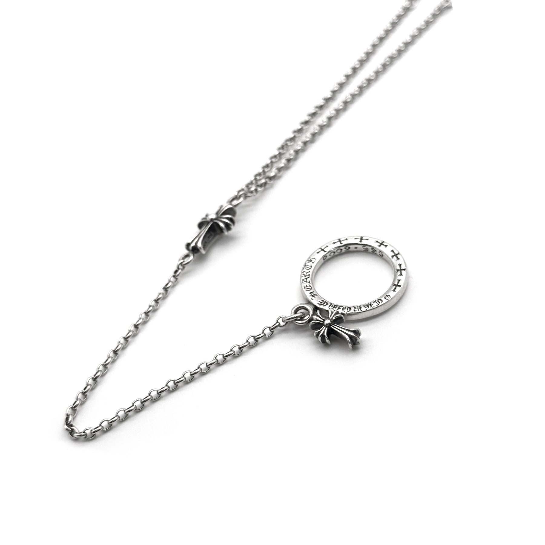 Chrome Hearts Silver Babyfat Bracelet Chain With NTFL Ring - SRM