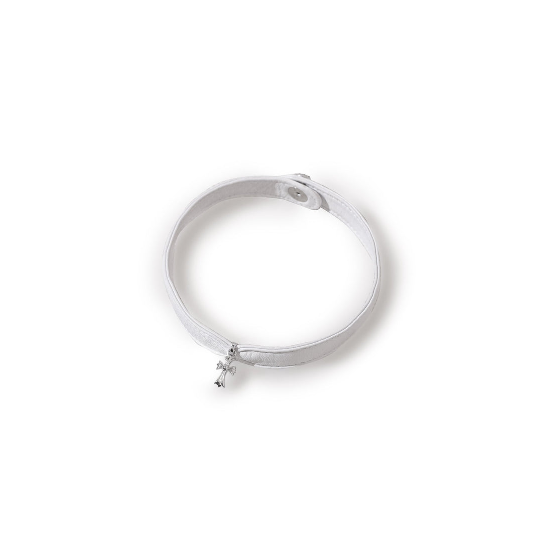 Chrome Hearts Silver Babyfat Cross Pendant Leather Choker - SHENGLI ROAD MARKET