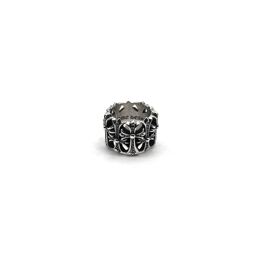 Chrome Hearts Silver Black Diamond Cemetery Cross Ring - SHENGLI ROAD MARKET