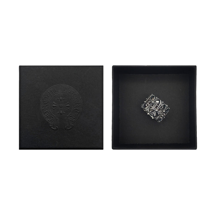 Chrome Hearts Silver Black Diamond Cemetery Cross Ring - SHENGLI ROAD MARKET