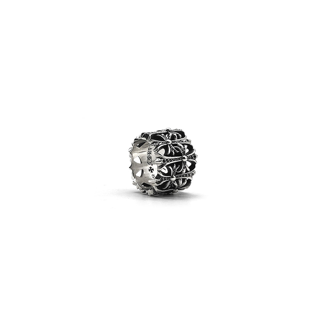 Chrome Hearts Silver Black Diamond Cemetery Cross Ring - SHENGLI ROAD MARKET