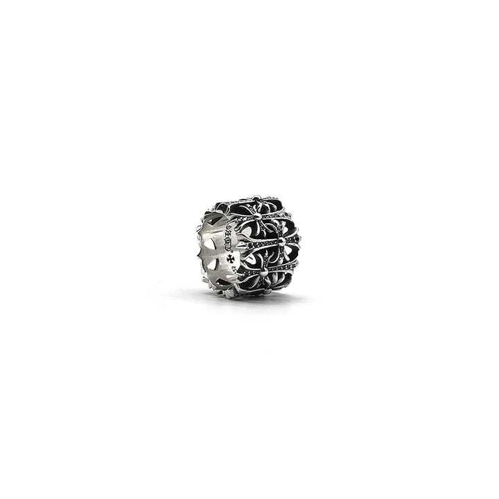 Chrome Hearts Silver Black Diamond Cemetery Cross Ring - SHENGLI ROAD MARKET