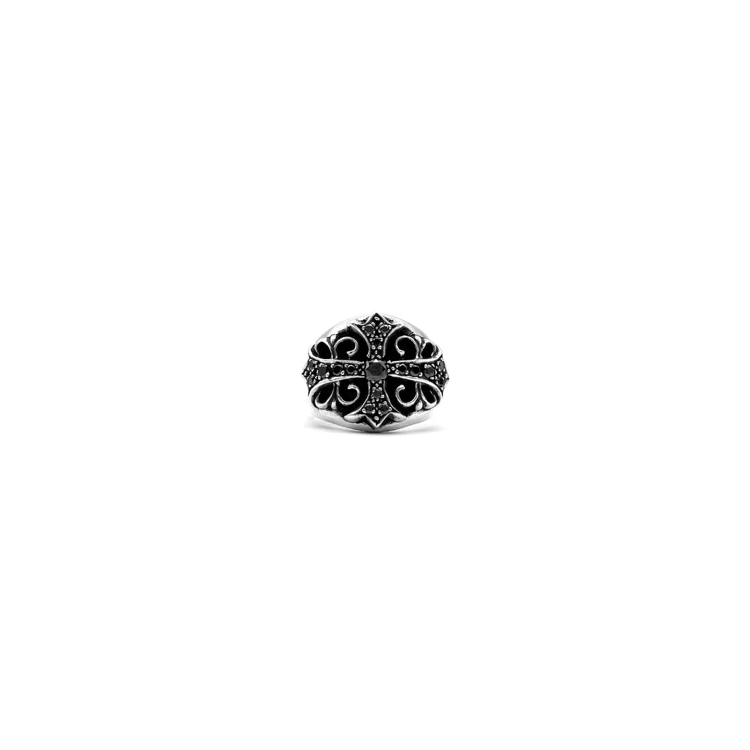 Chrome Hearts Silver Black Diamond Keeper Ring - SHENGLI ROAD MARKET
