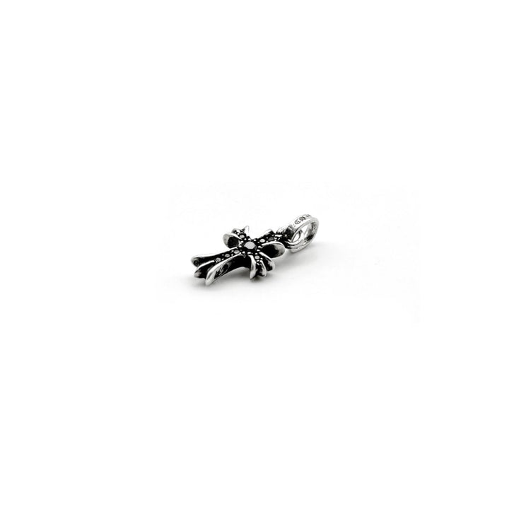 Chrome Hearts Silver Black Diamonds Babyfat Cross Charm Pendant - SHENGLI ROAD MARKET