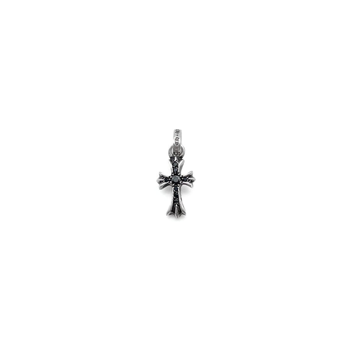 Chrome Hearts Silver Black Diamonds Babyfat Cross Charm Pendant - SHENGLI ROAD MARKET