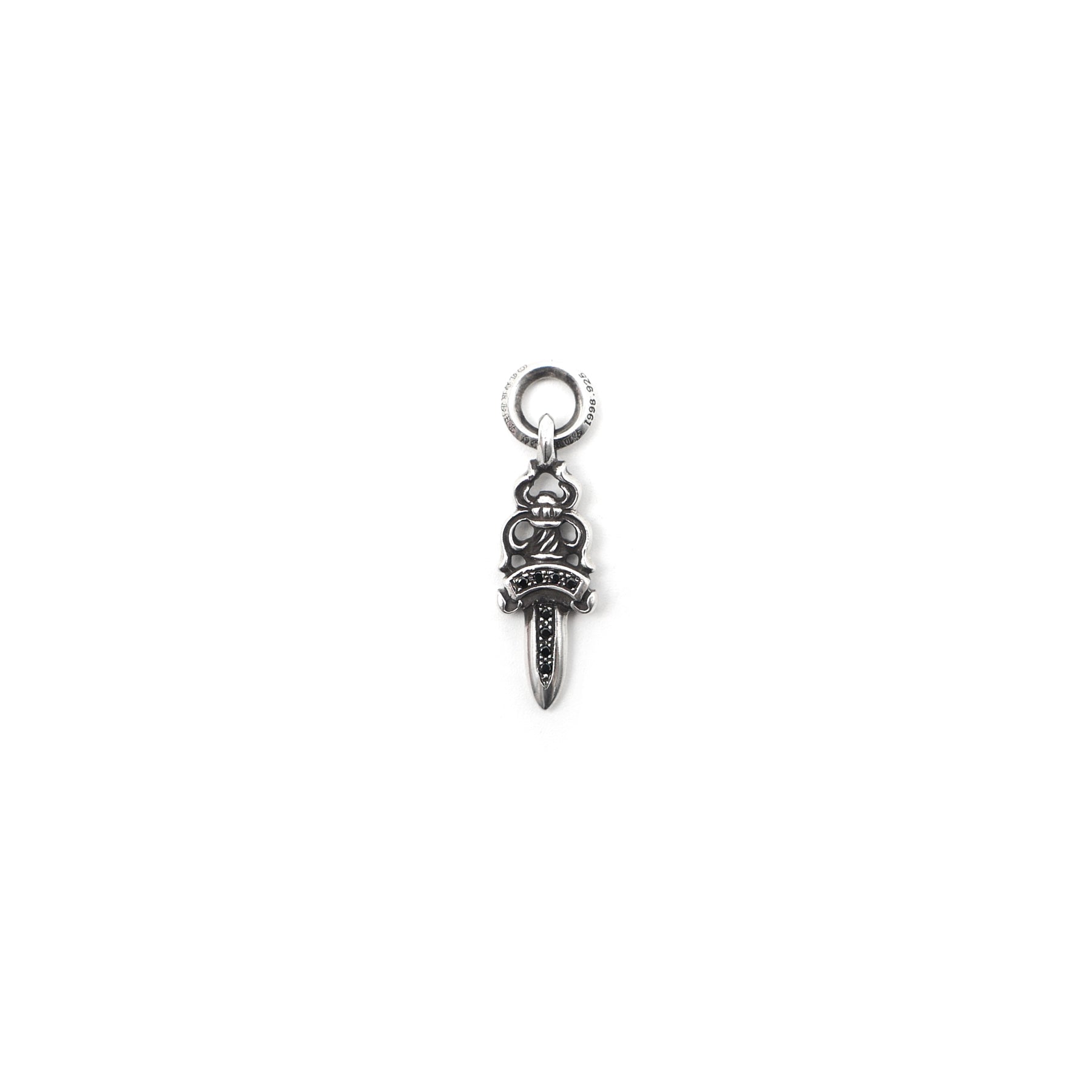 Chrome Hearts 925 Silver Black Diamonds Dagger Pendant - SRM