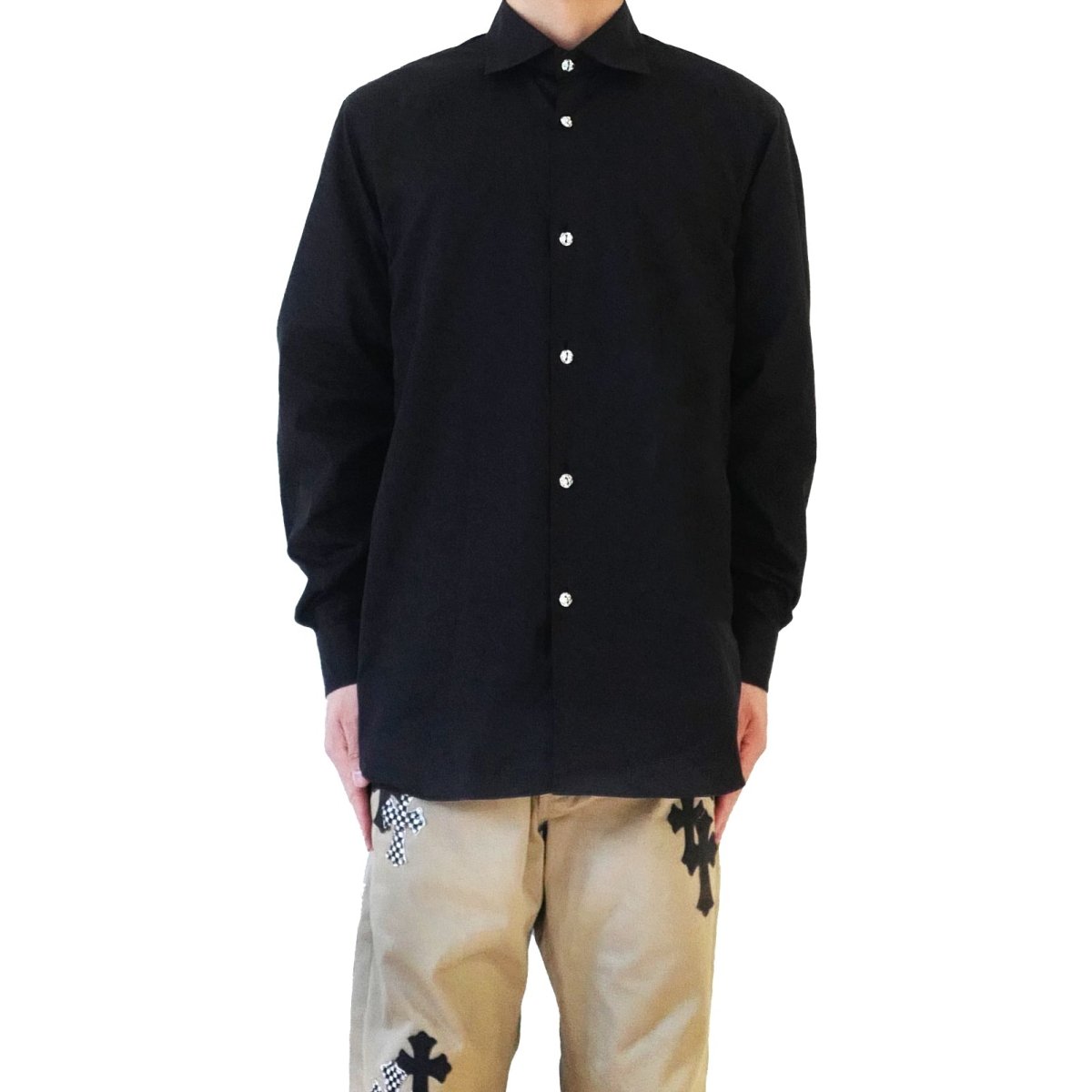 最終値下げCHROME HEARTS FLEUR DRESS SHIRT Chrome Hearts Silver BS Fleur Buttons Black Shirt - SRM – SHENGLI