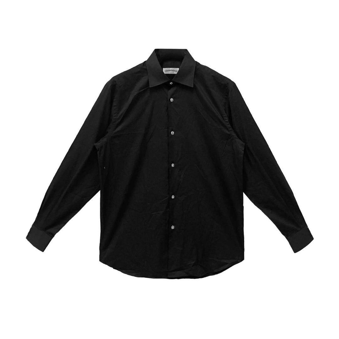 Chrome Hearts Silver BS Fleur Buttons Black Shirt - SHENGLI ROAD MARKET