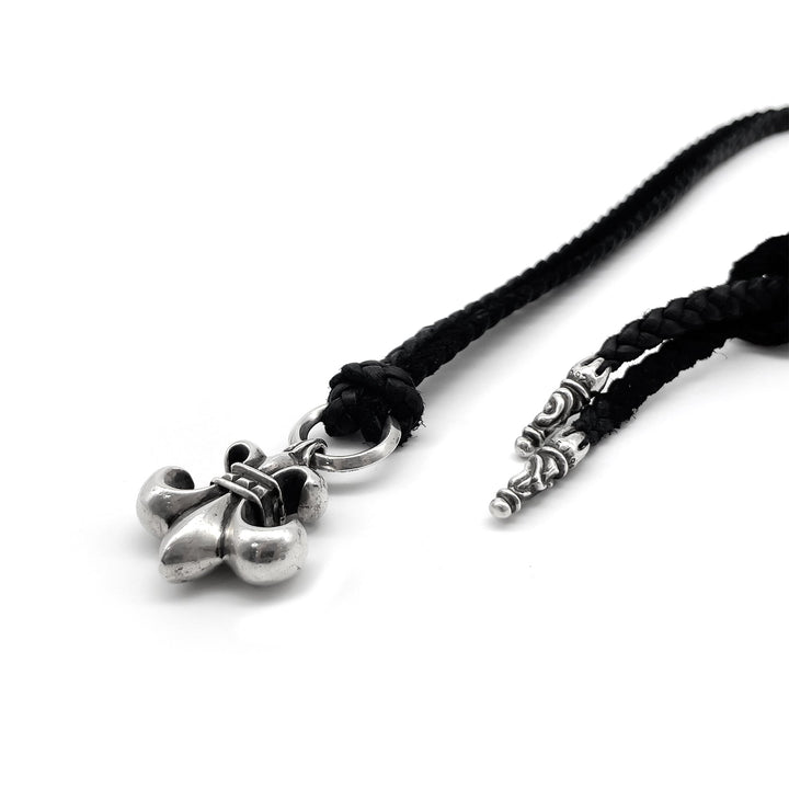 Chrome Hearts Silver BS Fleur Leather Braids Chain Necklace - SHENGLI ROAD MARKET