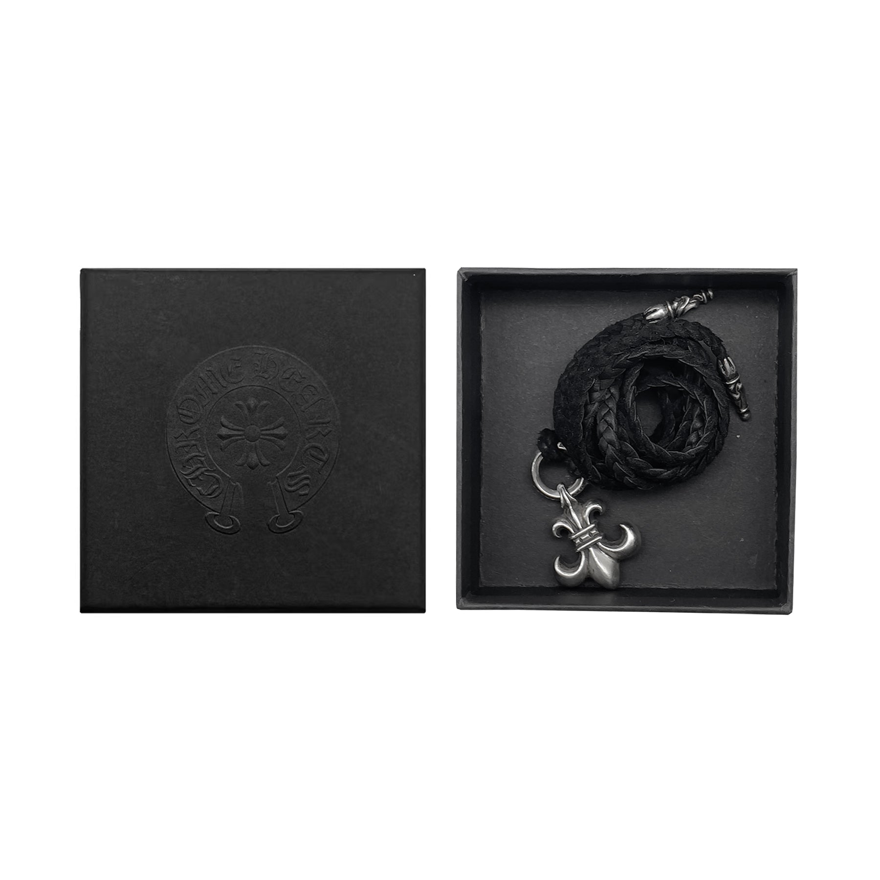 Chrome Hearts Silver BS Fleur Leather Braids Chain Necklace - SRM