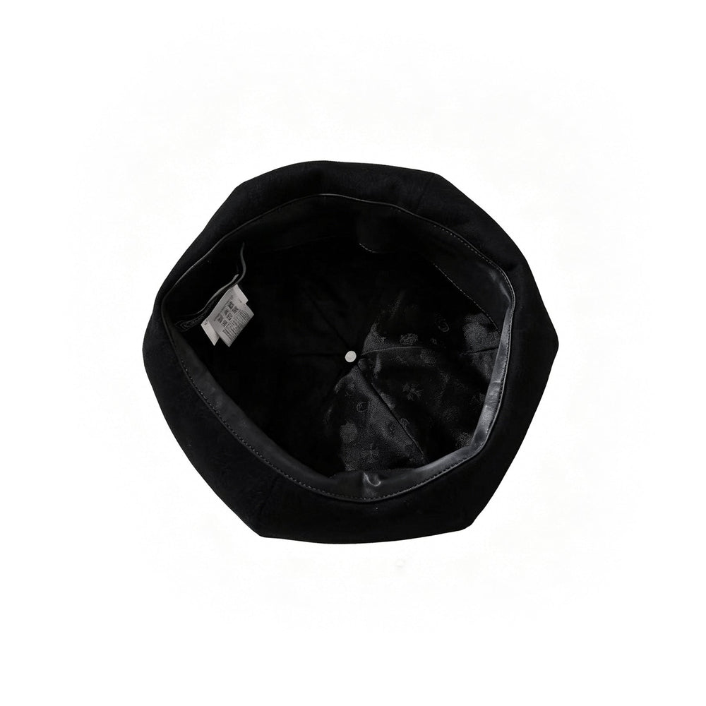 Chrome Hearts Silver Buckle Black Cashmere Beret - SHENGLI ROAD MARKET