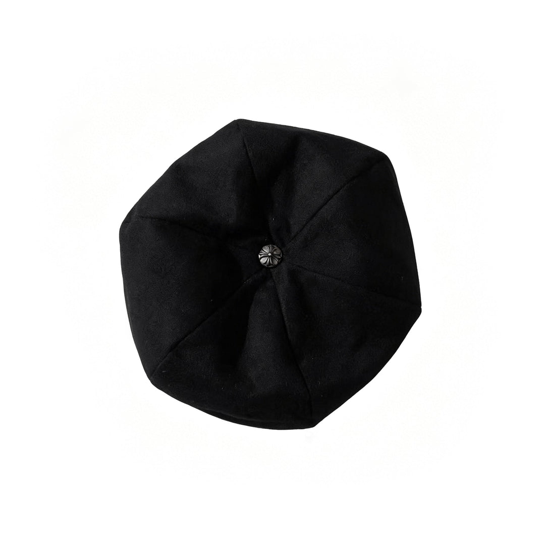 Chrome Hearts Silver Buckle Black Cashmere Beret - SHENGLI ROAD MARKET