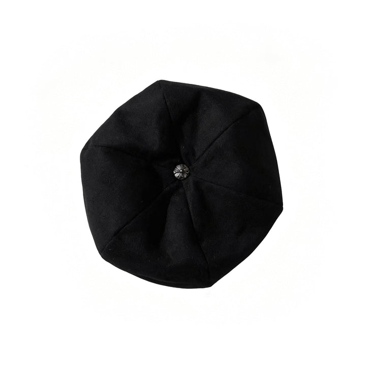 Chrome Hearts Silver Buckle Black Cashmere Beret - SHENGLI ROAD MARKET